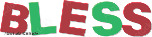 Red Green Overlapping Letters Spell B L E S with Shadows Text Design bless lettering