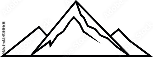 Vector art of mountain range, depicting natures grandeur, adventure, and challenge in a simple yet striking minimalist design
