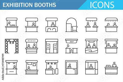 Trade Show Booth Icons for Business Marketing and Event Planning