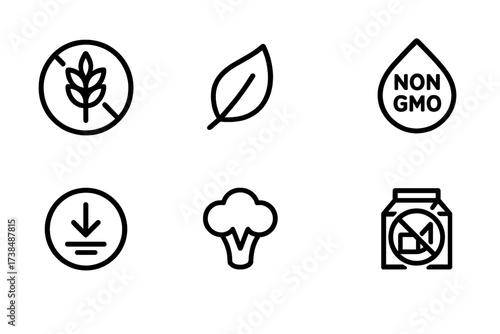 Bean Varieties Icons. Outline icon set of bean varieties: pinto bean, black bean, navy bean, lima bean, garbanzo, mung bean, fava bean, adzuki bean. Line icons