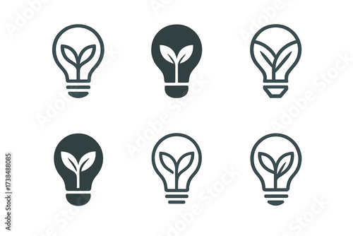 CSR Logo Variations. Corporate Social Responsibility. Set Logo of Corporate Social Responsibility: lightbulb with leaves. harmonious logo variations of the