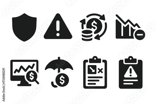 Fund Risk Icon Set.