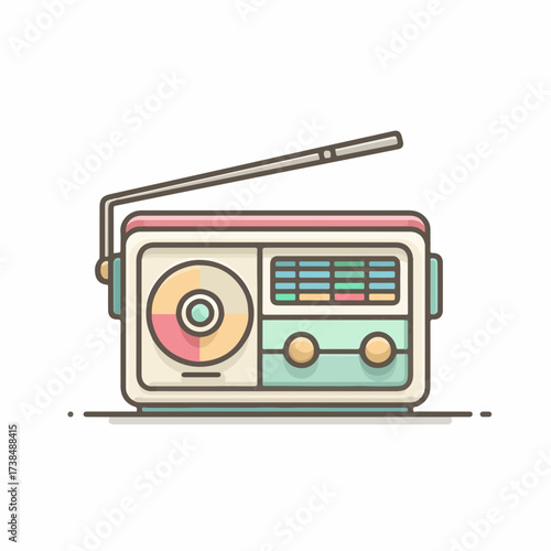 Sleek Radio Icon in Pastel Tones