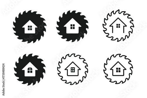 DIY Logo Variations. diy projects and home improvement. Set Logo of diy projects and home improvement: saw blade. harmonious logo variations of the same
