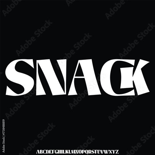 Unique bold decorative snack alphabet display font vector