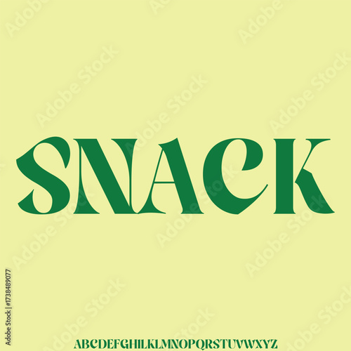 Unique bold decorative snack alphabet display font vector
