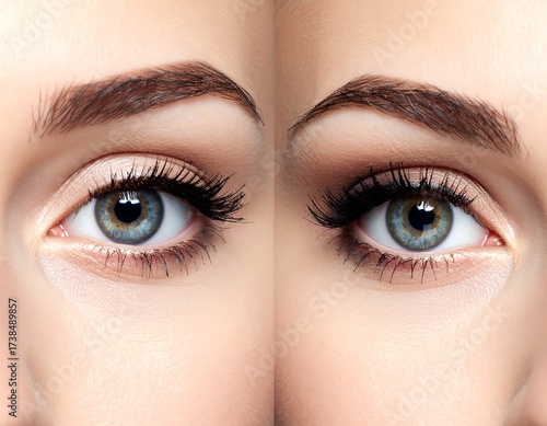 Wallpaper Mural Woman Eyes Makeup Comparison Closeup. Torontodigital.ca