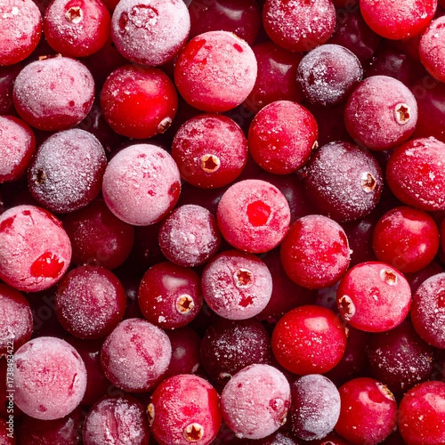 Frozen cranberries close-up