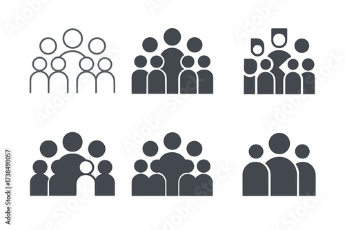 Collaborative Logo Variations. Intergenerational team dynamics. Set Logo of collaboration: diverse group of people. harmonious logo variations of the same