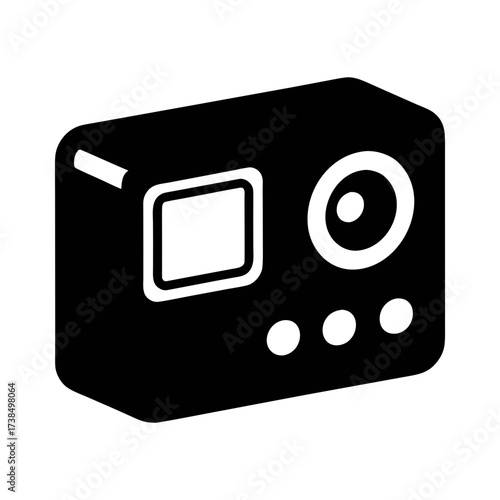 Vector art of black silhouette of an action camera, a simple vector illustration of a compact digital video recorder