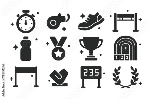 Symbols of Greatness. Greatness. Hand-drawn doodle illustration greatness mountain peak (accented), flag, crown (accented), star, laurel wreath (accented),