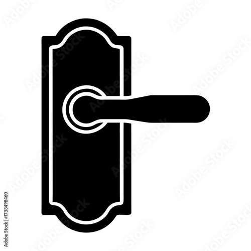 Vector art of black door handle, a common fixture used for opening and closing doors, with a classic and elegant design, vector illustration