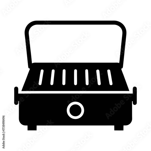 Vector art of black silhouette of a panini press, perfect for culinary blogs and kitchen appliancethemed design projects