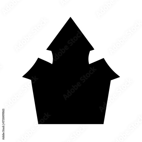 Vector art of black silhouette of a haunted house, a spooky and eerie dwelling with a mysterious and ominous presence