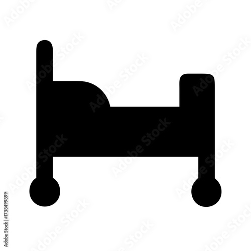 Vector art of black silhouette of a hospital bed, representing patient care, medical treatment, and healthcare facility services