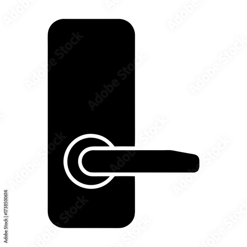 Vector art of door handle mechanism for opening and closing door security and privacy element entrance and exit hardware