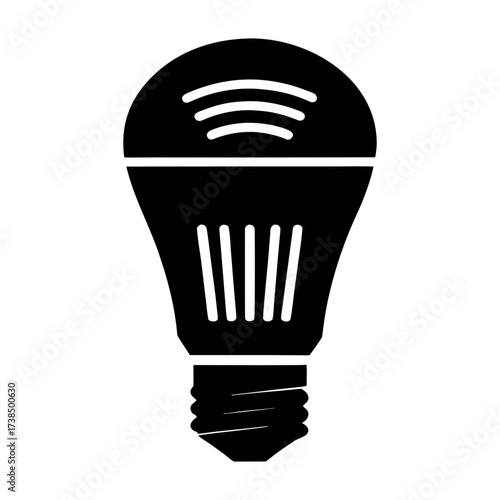 Vector art of smart light bulb with motion sensor modern led lamp with wireless technology for home automation and energy efficiency
