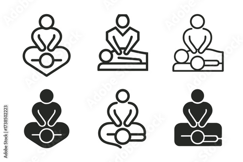 Therapy Session Logos. A person receiving a massage or physiotherapy treatment for muscle recovery. Set Logo of massage or physiotherapy: therapy session top