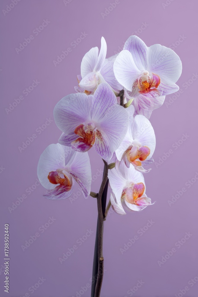 Obraz premium Elegant orchid bloom on lavender background for floral design
