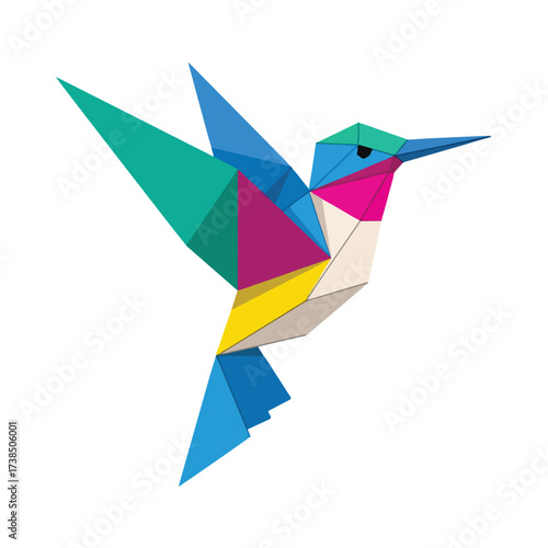 Free Download Vibrant Geometric Hummingbird Flying Abstract Low Poly Art - GFXLoad