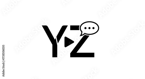 Modern YZ monogram logo design with play button and chat bubble for media company symbol