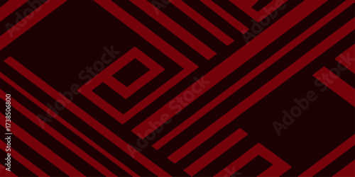 Red and black seamless vector pattern with geometric red and white striped background illustration for fabric print design backdrop.  labyrinth, ornament, element, color, decor