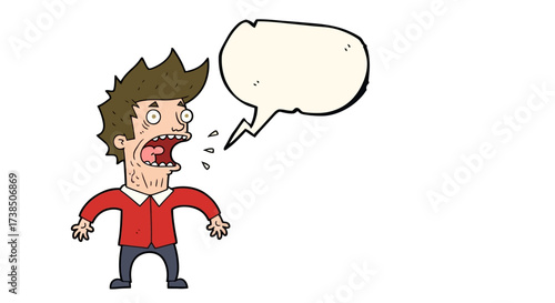Cartoon man in distress shouting with a speech bubble offering a platform for creativity