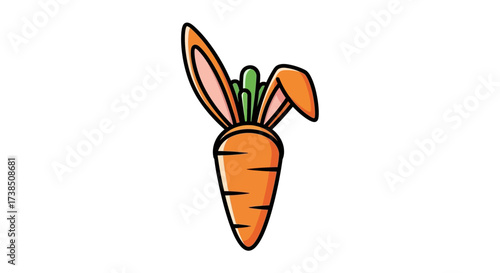 Cute Easter carrot character with bunny ears for holiday season illustrations