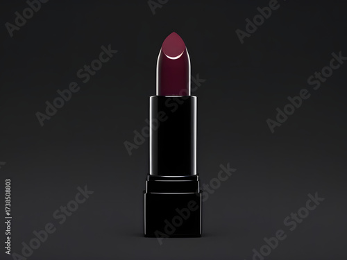 dark pink lipstick on black background, studio tyle