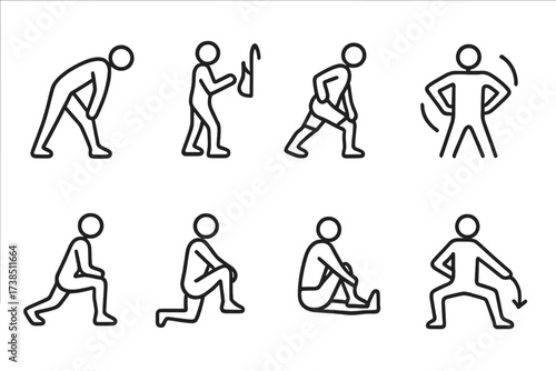 Comprehensive Icon Set. Outline icon set of podiatry and health consultation: doctor, foot examination, medical chart, prescription, clinic building,