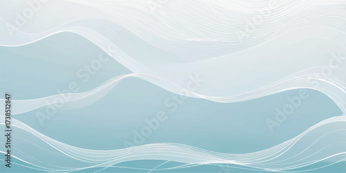 Abstract blue background with waves of light and motion for a soft summer ocean design and nature pattern