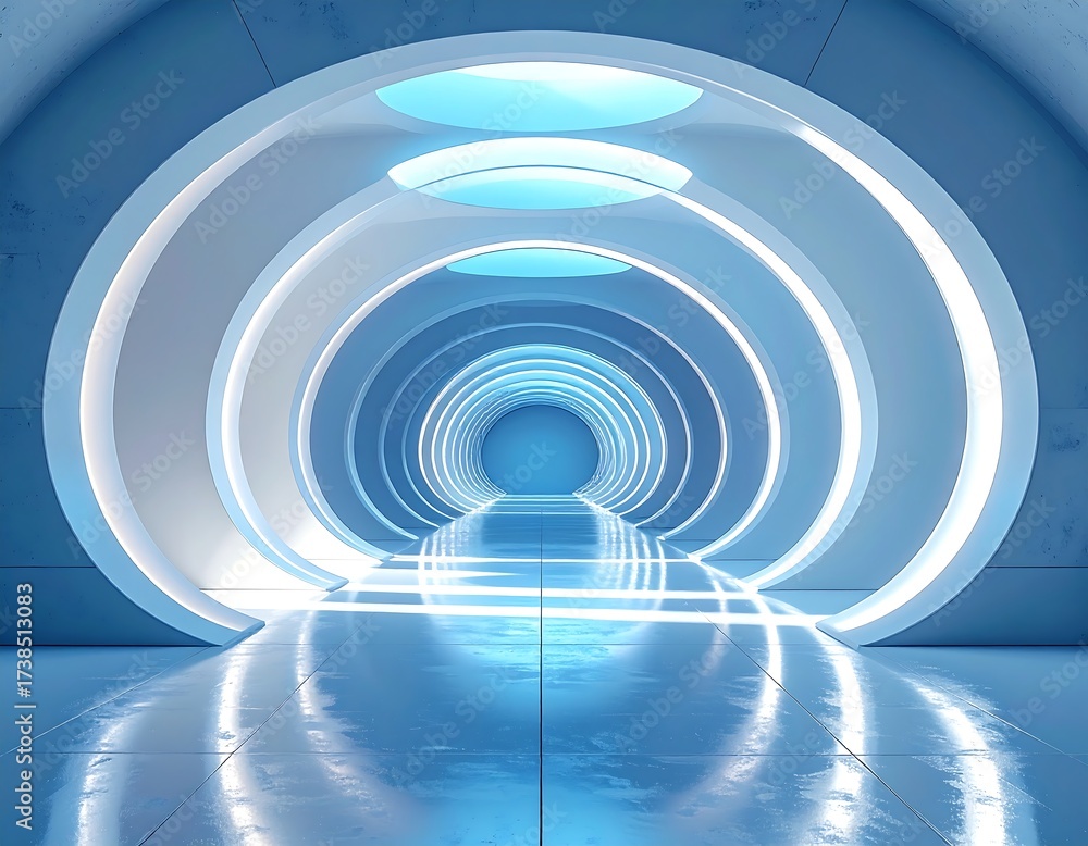 Obraz premium Futuristic blue tunnel (1)
