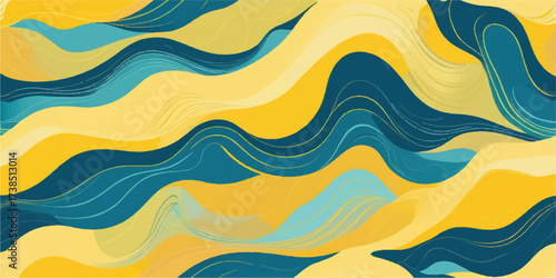 Seamless blue wave pattern abstract ocean background