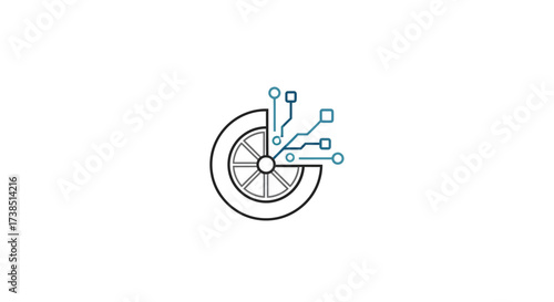 Innovative automotive technology solution wheel connected to digital systems network