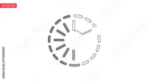 Loading spiral design with clock hands a visual representation of time progression and digital