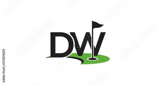 Elegant and Modern Golf Logo Design Featuring Initial DW with Golf Course Element Minimalist Style