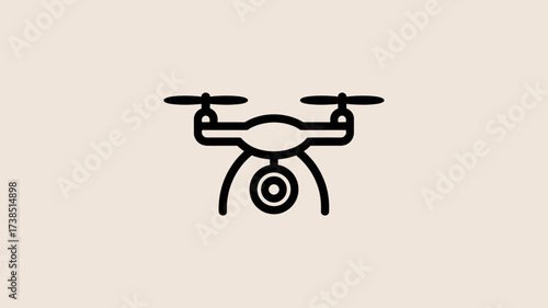 Minimalist drone icon on a soft beige background showcasing modern technology and aerial photography for various applications and creative projects with a clean aesthetic