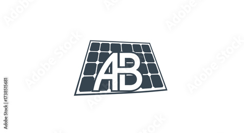 Innovative solar panel logo with integrated letters representing sustainable energy company AB