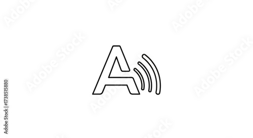 Abstract vector illustration of the letter A with three curved lines indicating voice sound
