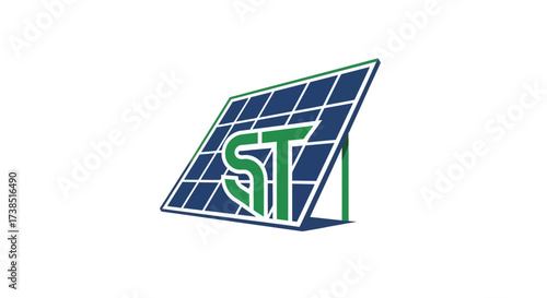 Modern Logo Design featuring Solar Panel with Intertwined Letters ST for Sustainable Technology