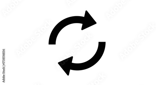 Elegant looping arrows in a minimalist black and white vector design representing continuous cycle