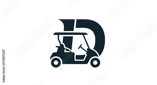 Elegant logo design featuring a stylized golf cart cleverly integrated with the letter D