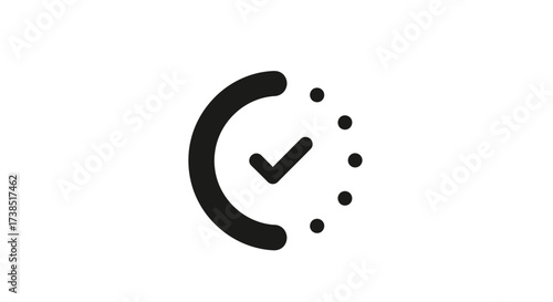 Timer with checkmark vector icon symbolizes completed task and efficiency, a clean graphic for