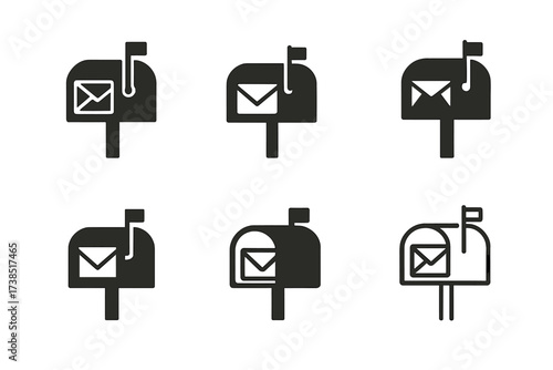 Mail Logo Variations. Sorting mail. Set Logo of sorting mail: open mailbox. harmonious logo variations of the same emblematic concept, each with different