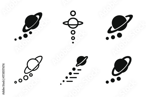 Cosmic Logo Variations. cosmic events. Set Logo of cosmic events: planetary alignment. harmonious logo variations of the same emblematic concept, each with