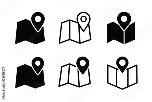 Customer Journey Logo Variations. Customer journey map. Set Logo of Customer journey map: Map with location pin. harmonious logo variations of the same