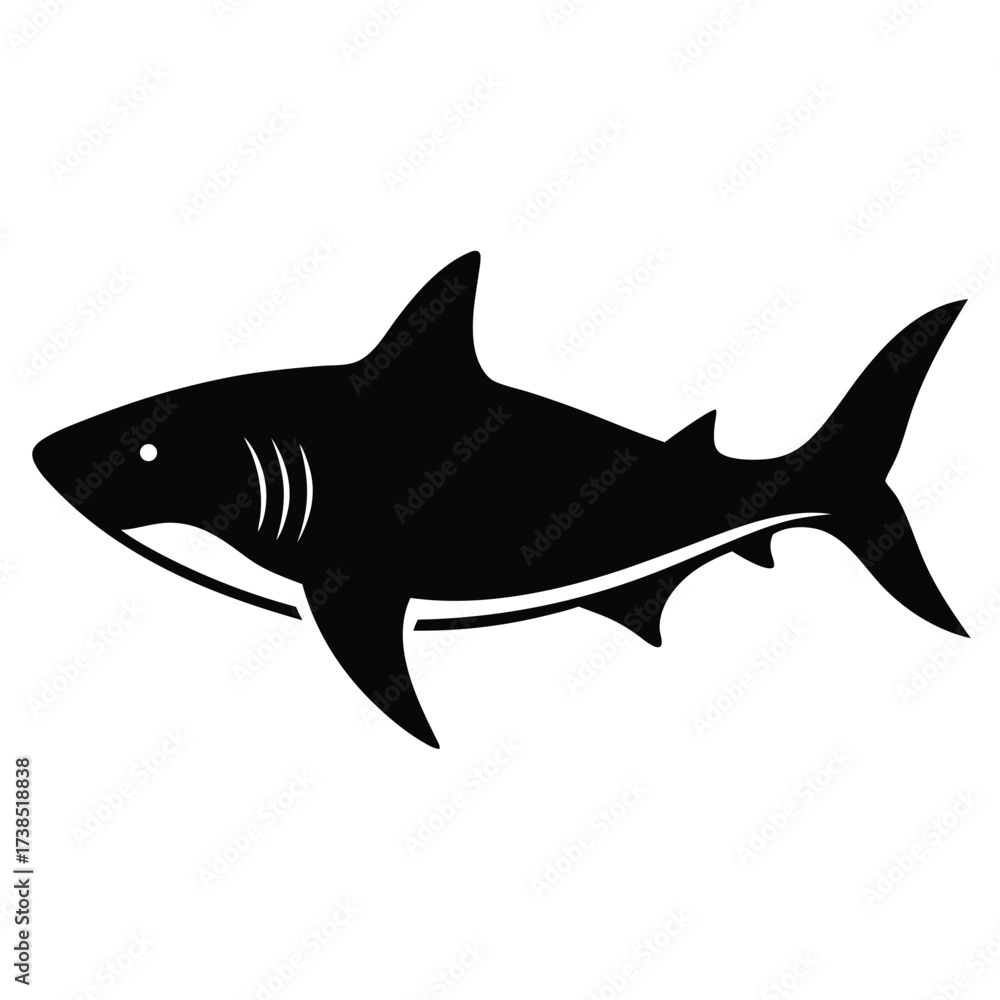 Obraz premium flat color shark silhouette on white background
