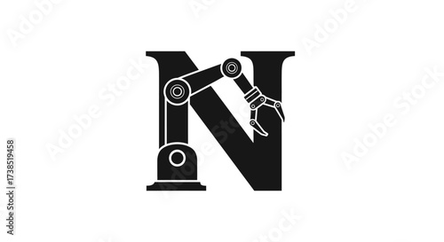 Robotic Alphabet N Logo Design Featuring Industrial Automation and Futuristic Technology