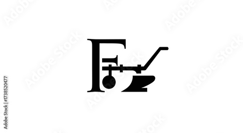 Elegant letter F logo with farm equipment integration, symbolizing agriculture and innovation