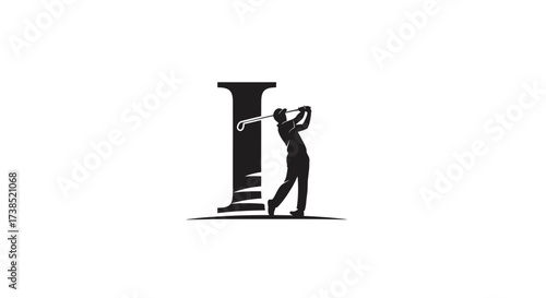 Elegant monogram logo design featuring letter I and golfer swinging for branding purpose